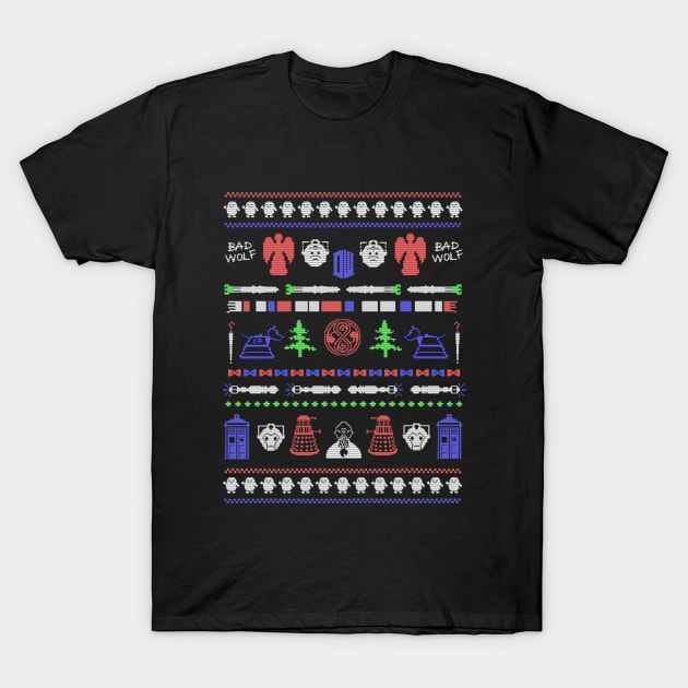 Holiday Who Ugly Doctor Sweater T-Shirt by B4DW0LF